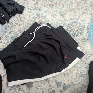 Peace Love World Black Pants with Pink Accents